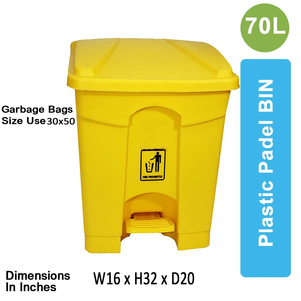 Plastic Pedal Bin-70L (Yellow)
