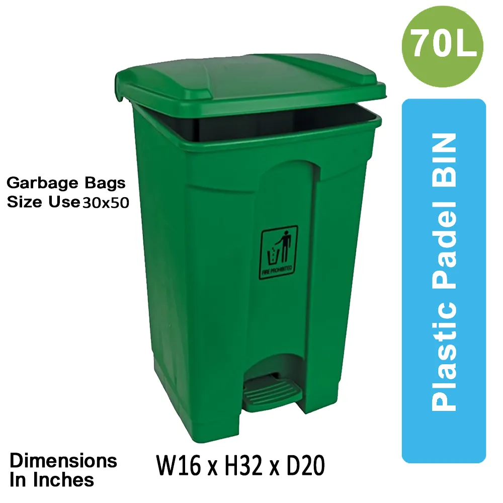 Plastic Pedal Bin-70L (Green)