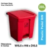Plastic Pedal Bin-30L (Red)