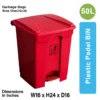 Plastic Pedal Bin-50L (Red)