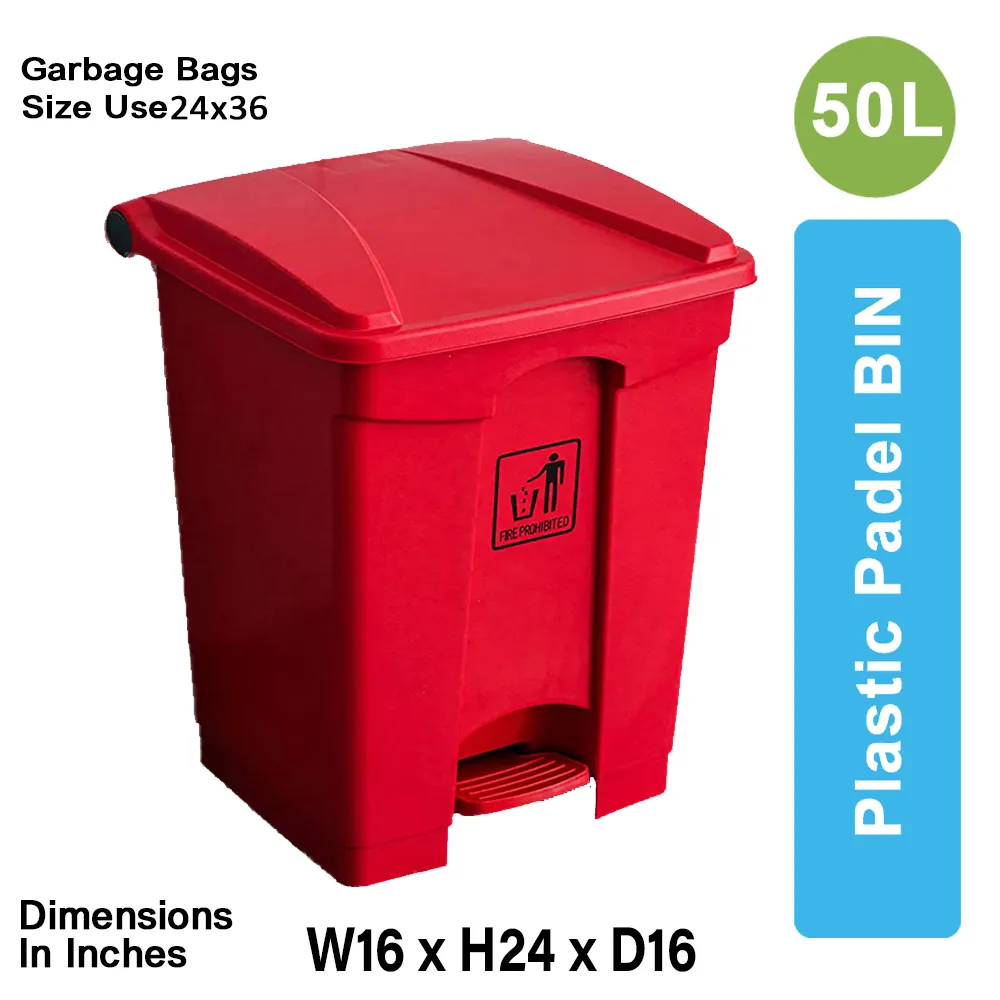 Plastic Pedal Bin-50L (Red)