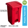 Plastic Pedal Bin-70L (Red)