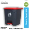 Plastic Pedal Bin-30L (Black/Red)