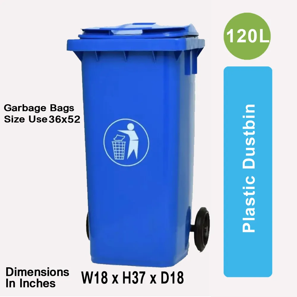 Plastic Dustbin with Wheel-120L (Blue)